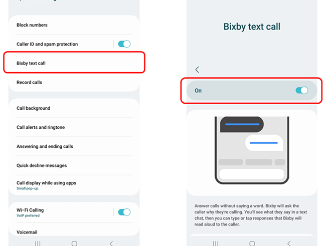 Samsung Set up Bixby Text Call